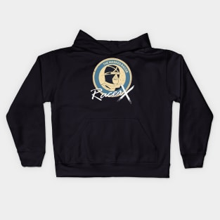 the masked racer x blue emblem Kids Hoodie